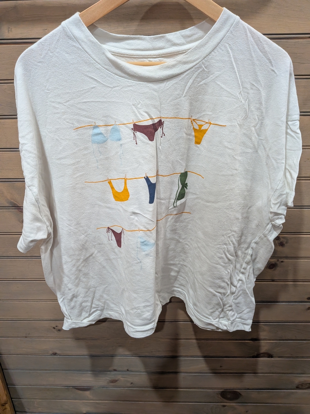 Universal Thread White Short-Sleeve Tee with Colorful Swimwear Print